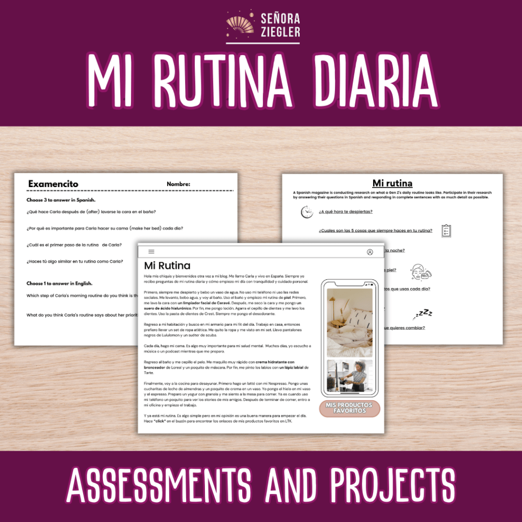 Mi Rutina Diaria Assessments and Projects